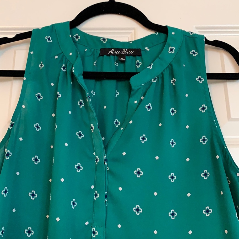 LAST CHANCE Alice Blue Green&Blue Patterned Blouse
